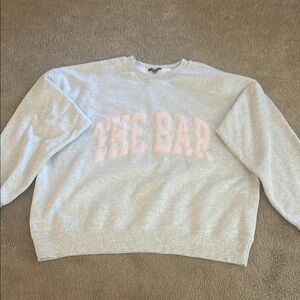 Gray Sweatshirt with Pink Lettering
